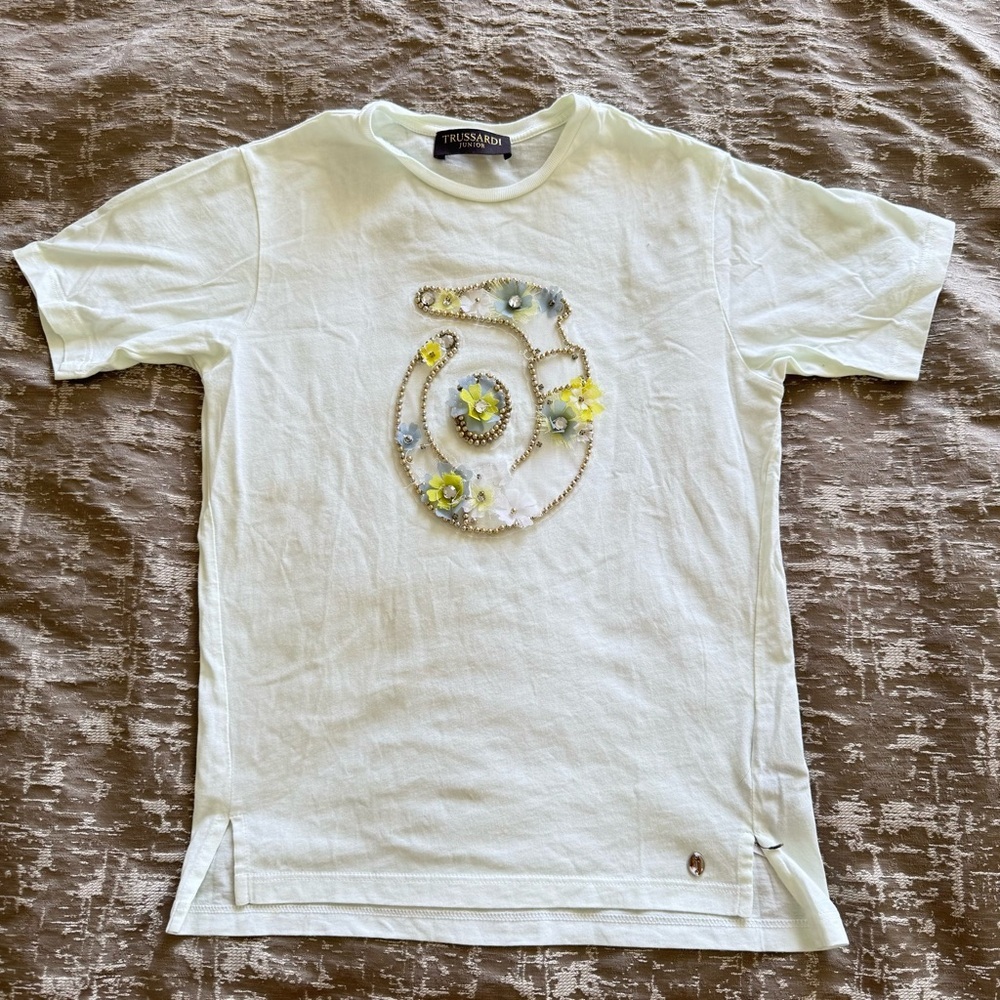 Trussardi Junior Light Green T-Shirt, Size 8